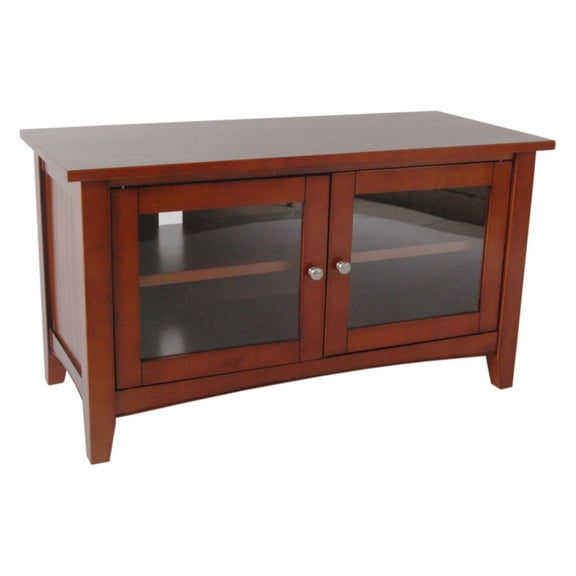 Alaterre Furniture Shaker Cottage 36" TV Stand, Storage Glass Cabinet, Accent Living Room Furniture, Cherry