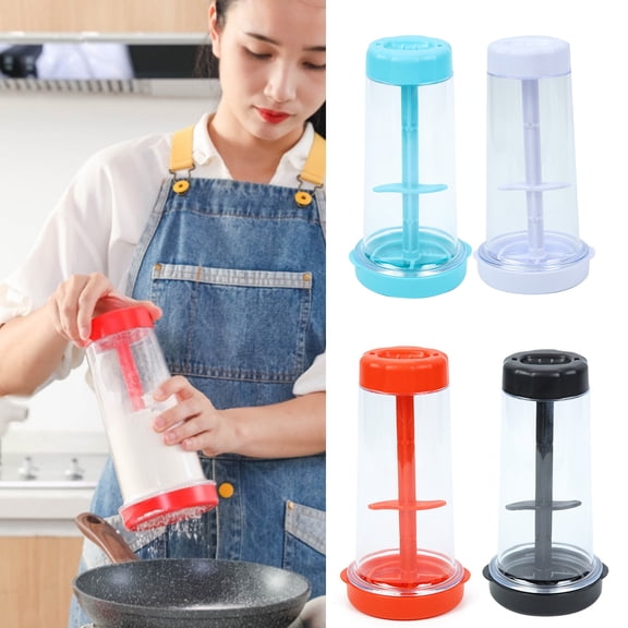 Opvise Rotary Flour Sifter Large Capacity Clear Flour Mixing Cup Handheld Tapioca Baking Powder Dispenser Sieve Container Kitchen Cooking Tools