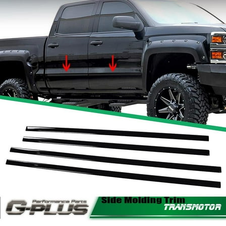 Fits 14-18 Silverado/Sierra Crew Cab Body Side Molding Trim Set 4 Pieces 1/18-