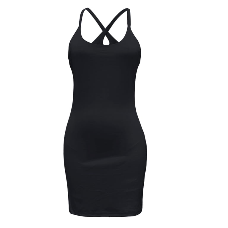 hot shot mini dress black JFGHDG Womens Athletic Sleeveless Romper Dresses Spaghetti Strap U Neck Tennis Dress Built in Shorts with Side Pockets 4XL DKNY Short Sleeve Mens Long Sleeve scoop neckline Size:UK 13 / EU 32 / USA 2 / (210mm length)