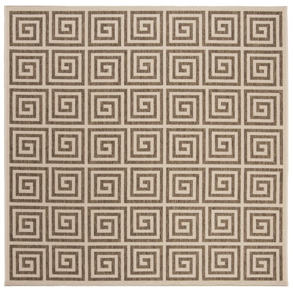 SAFAVIEH Beach House Johan Geometric Indoor/Outdoor Area Rug, Beige/Cream, 6'7" x 6'7" Square
