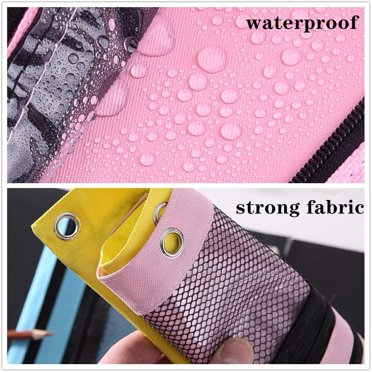 2-Pack Pink Binder Pencil Pouches With Clear Window