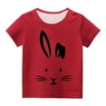 thumbnail image 4 of Lilgiuy Toddler Easter Bunny Shirts Summer Cute Rabbit Print Tshirt Happy Easter Short Sleeve Round Neck Lightweight Tee Tops Festival Gifts(Red,9-10 Years), 4 of 5