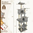thumbnail image 3 of Gymax 80'' Tall Cat Tree w/2 Condos Sisal Scratching Posts Plush Perch Hammock Basket Light Gray, 3 of 10