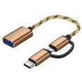 thumbnail image 2 of Sidaley Tipo-C OTG a USB 3.0 Cable adaptador Transmisión de datos Interior Exterior Hogar Oficina Trabajo Reunión Convertidor de viaje Teléfono y Comunicación Oro, 2 of 6
