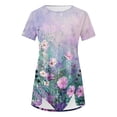 thumbnail image 3 of Blusas de Manga Corta para las Mujeres Botón Impreso Cuello Redondo Top Casual, Blusas para las Mujeres Casual, 3 of 5