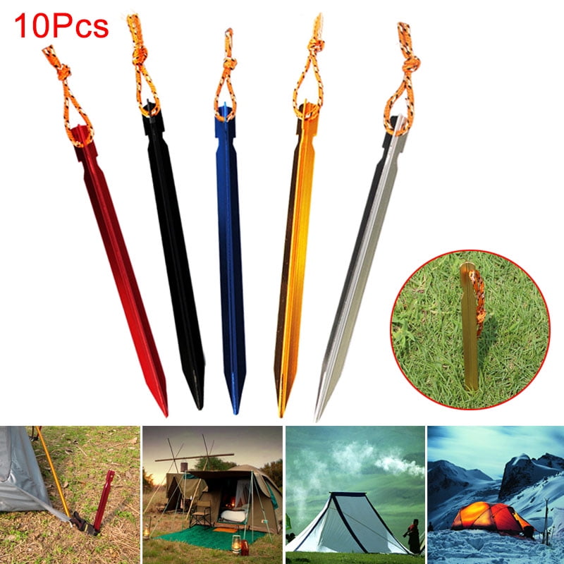 10PCS 18cm Aluminum Alloy Tent Peg Ground Nail Stakes For Outdoor Camping Travel 