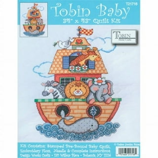  Tobin Balloon Ride Stamped for Cross Stitch Baby Quilt Kit,  34x43, Multicolor, 34 x 43