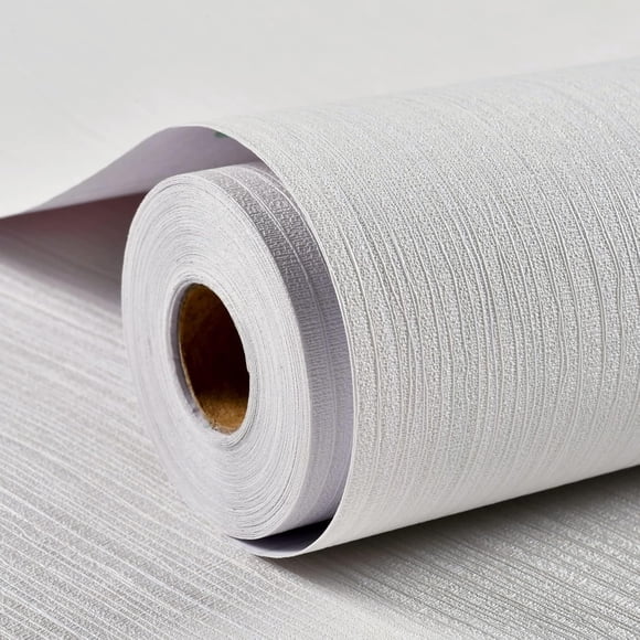 Grasscloth Wallpaper 24in X 393in (60cm X 1000cm) Textured Fabric Contact Paper Wall Paper Textured Linen Wallpaper Peel and Stick Self-Adhesive Thick Vinyl Embossed Film Wallpaper (White-10)