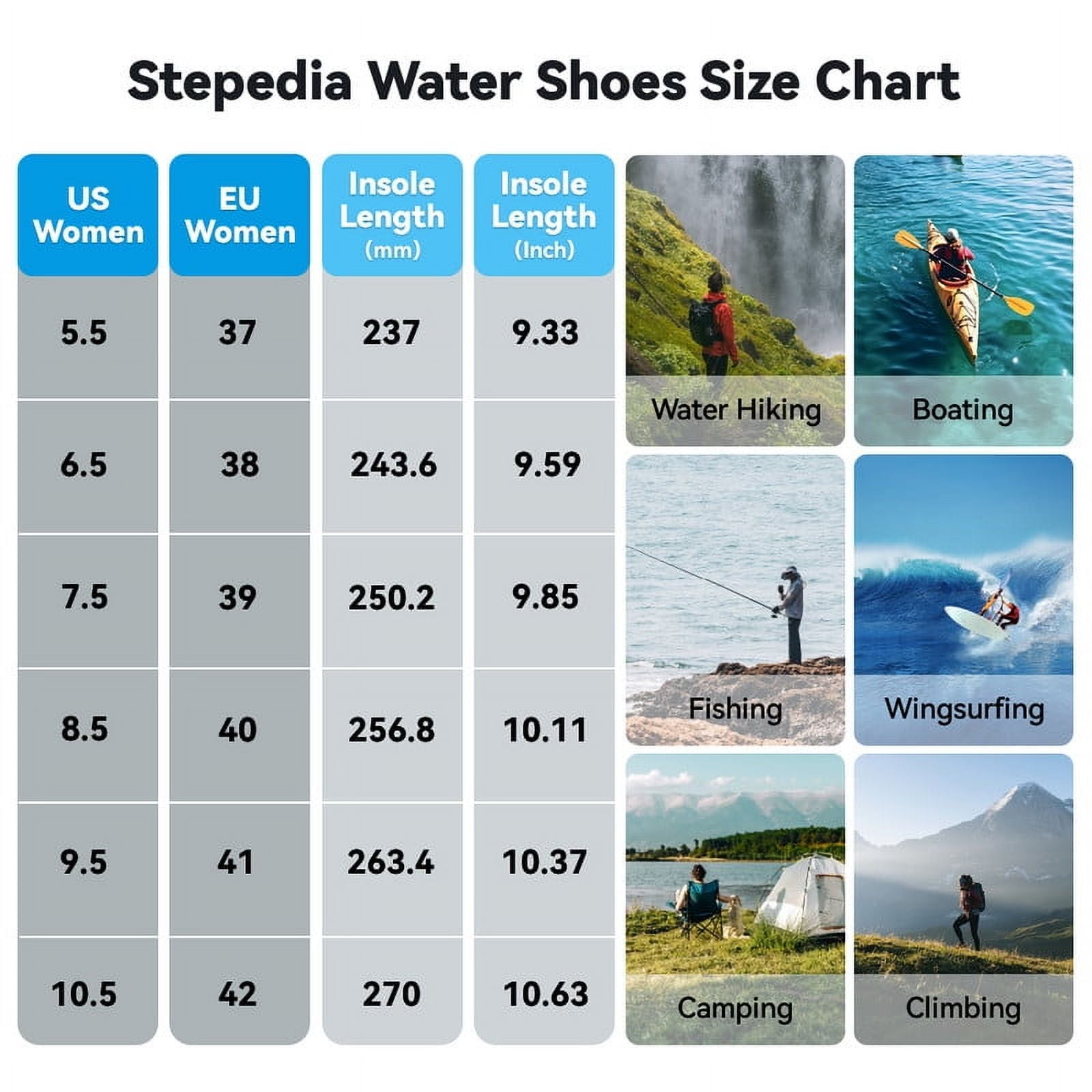 Stepedia Women's Wide Barefoot Water Shoes Quick Dry Athletic Beach Shoes, White US 9.5