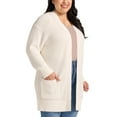 thumbnail image 3 of Max and Mia Women's Open Front Long Sleeve Combed Cotton Cardigan Sweater with Pockets (Ivory – Medium), 3 of 8