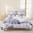 thumbnail image 3 of Quilts Queen Size Bedding Set, Purple Christmas Lightweight Quilted Comforter, Xmas Tree Forest Snowflake Winter Elk Soft Reversible Bedspread Coverlet with Pillow Covers for All Season, 90" x 96", 3 of 9