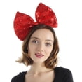 thumbnail image 1 of Bubbmi Mujeres Navidad Rojo Enorme Diadema con Lazo Lentejuelas de Gran Tamaño Diadema Fiesta Festival Disfraz Niñas Accesorios para el Cabello (lentejuelas Rojas), 1 of 5