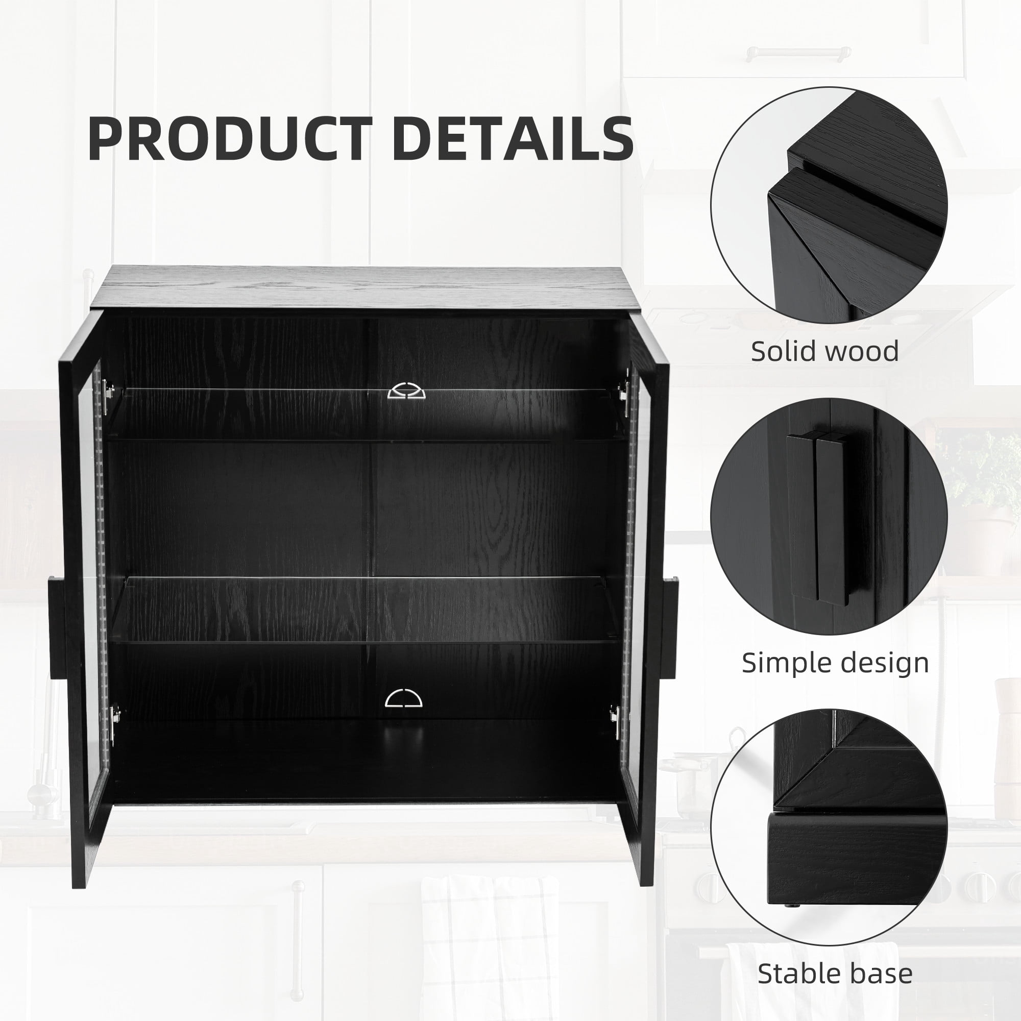 MAYEERTY Entryway Storage Cabinet Wood Accent Cabinet for Living Room,Black