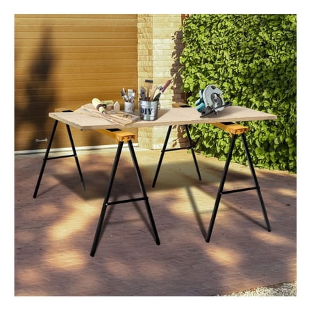 2 Pack Heavy Duty Sawhorse with Steel Folding Legs as show