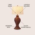 thumbnail image 6 of JONATHAN Y Elicia 31" Coastal Cottage Water Hyacinth Weave LED Table Lamp, Dark Brown, JYL1015B, 6 of 7