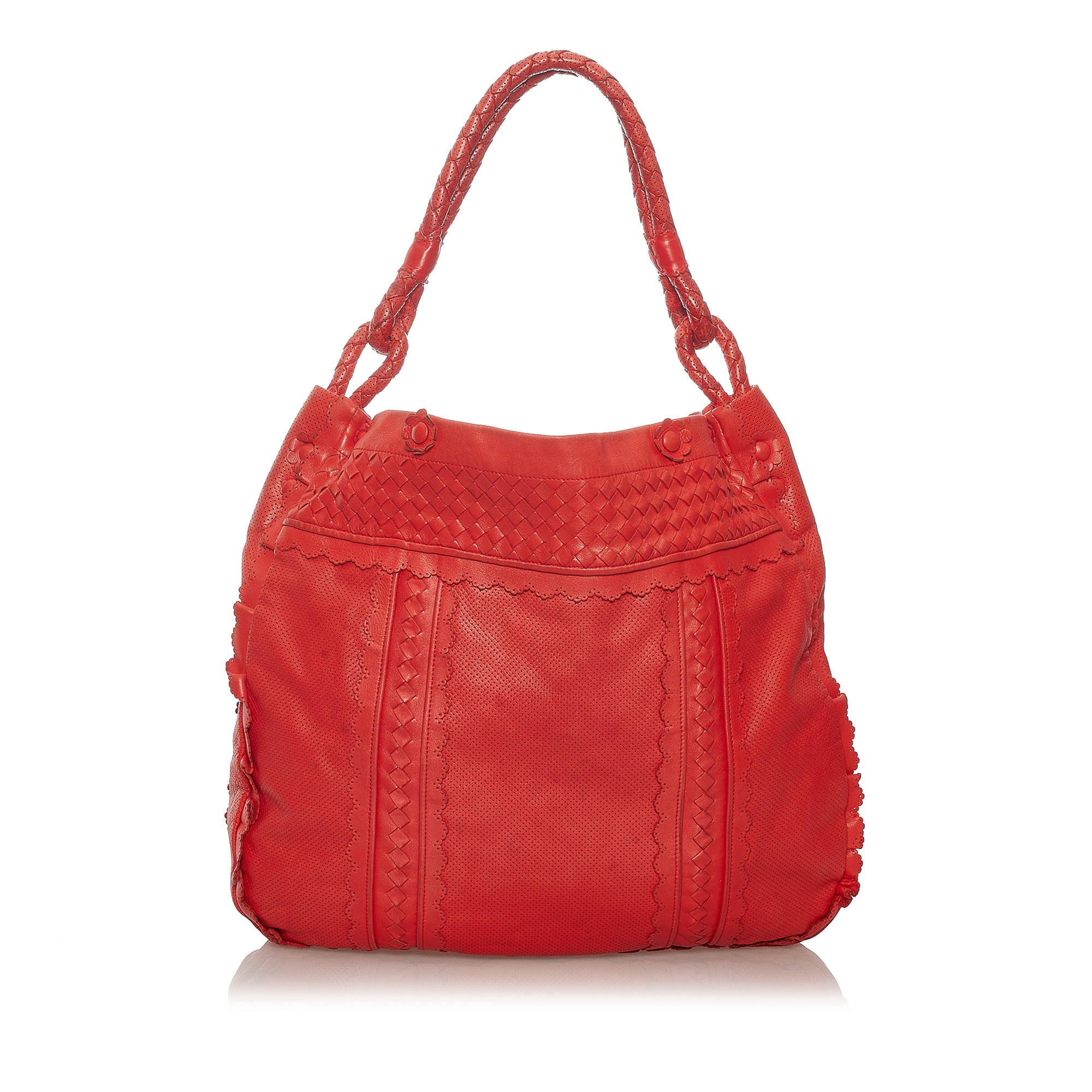 used Women Pre-owned Bottega Veneta Intrecciato Tote Bag Calf Leather Red, Women's, Size: XL