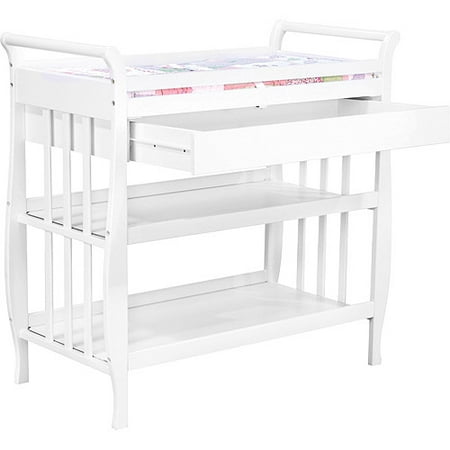 Lily Changing Table With Drawer and Shelves, White