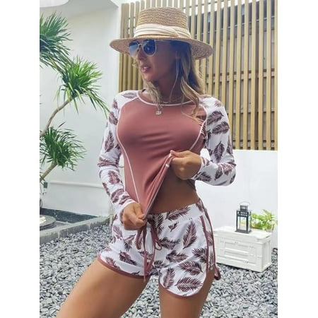 High Waist Sport Swimwear Women 2023 New Two Piece Swimsuit with Shorts Long Sleeve Tankini Set Female Swim Bathing Suit Trunks