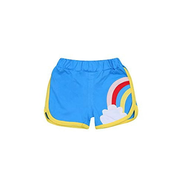 Hongskye Kids Shorts Boys Girls Summer Sport Shorts Pants Uni Children Cute  Rainbow Print Casual Short Pants Trousers Bottoms (Blue, 3-4 Years) 