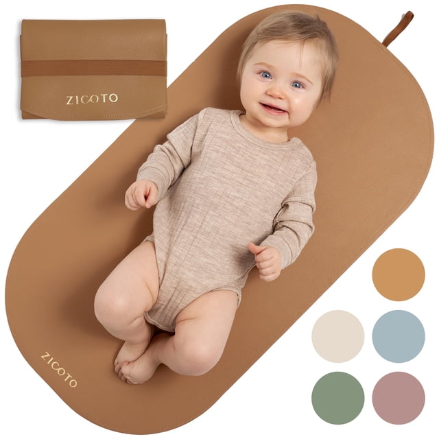 Colchoneta para Cambiar Bebé ZICOTO de Cuero Vegano Plegable 41x76 cm
