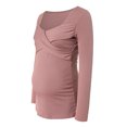 thumbnail image 6 of mgoYE Women's Maternity Shirts, Ribbed Long Sleeve Pregnancy Sweaters Crew Neck Slit Side Knit Pregnant Tunic Tee Top(Purple,M), 6 of 9
