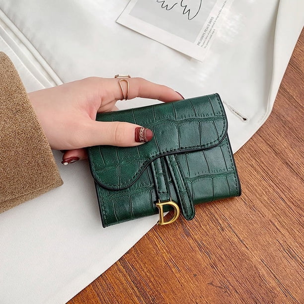 Cartera de mujer, billetera plegable larga, billetera para el hogar, billetera con estampado de piedras retro, tarjetero