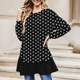 thumbnail image 2 of Olyvenn Tops for Womens Trendy Ruffle Hem T-Shirts Casual Crewneck Long Sleeves Tees Dressy Polka Dot Loose Comfy Blouse Black M, 2 of 5