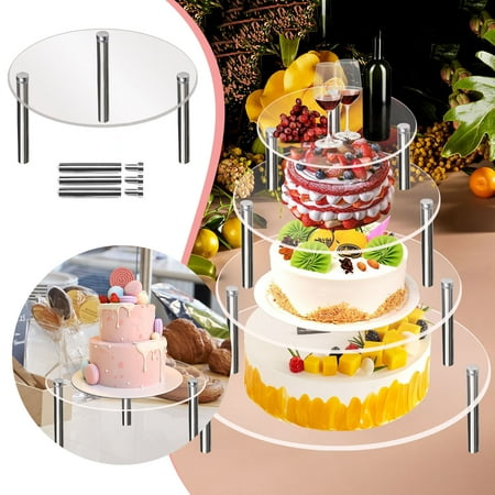 

Clear Acrylic Cake Display Stand Circular Metal Support Shelf storage trays for organizing
