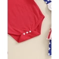 thumbnail image 6 of Suealasg Baby Girls 4th of July Outfit Short Sleeves Rompers +Star Stripe Suspender Skirt +Headband 3 6 12 18 Months Newborn Girls Independence Day Patriotic Party Clothes, 6 of 7