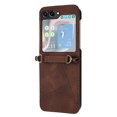 thumbnail image 4 of Allytechgroup Slim Case for Samsung Galaxy Z Flip5, Crossbody Shoulder Strap Anti-Scratch Shockproof Bumper Retro Case Cover for Girls Women, Brown, 4 of 11