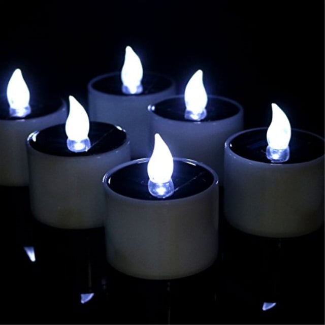youngerbaby 6 pieces cool white solar power led light candles