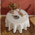 thumbnail image 2 of Mantel redondo con borlas para mesa de té, cubierta gruesa de lino y algodón, color gris sólido, América, 2 of 5