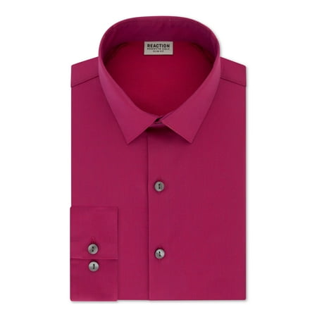 KENNETH COLE Mens Pink Easy Care Heather Collared Slim Fit Dress Shirt XL 17- 34/35