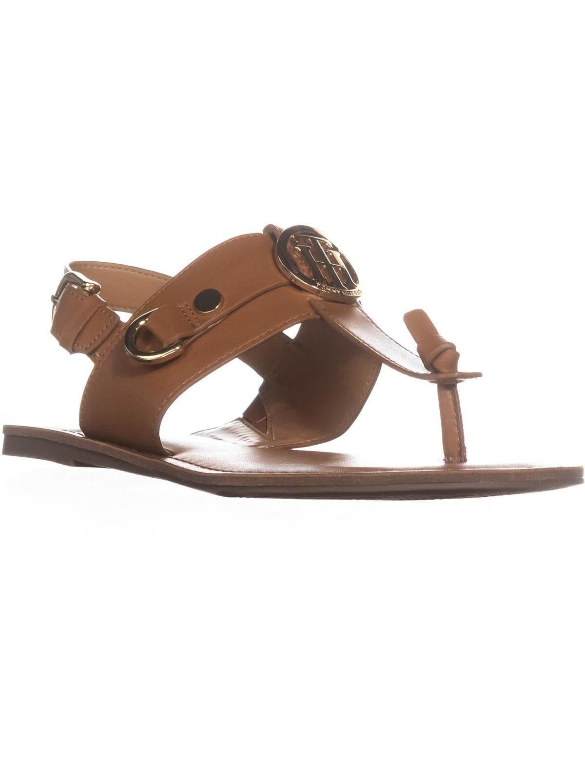 Womens Tommy Hilfiger Luvee Flat Ankle Strap Sandals Dark Brown