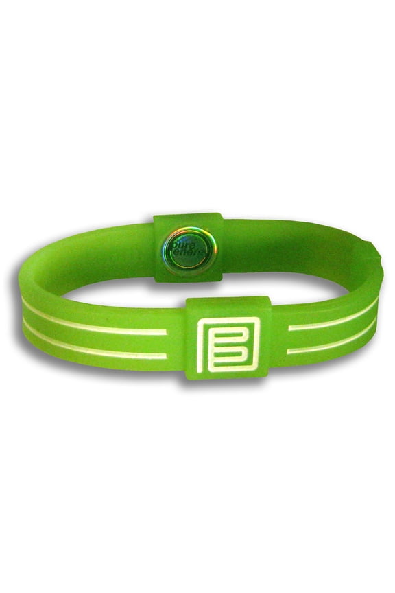 Pure Energy Duo Balance Band - Hologram Frequency Embedded Technology Silicone Bracelet(Lime Green/White , 8")