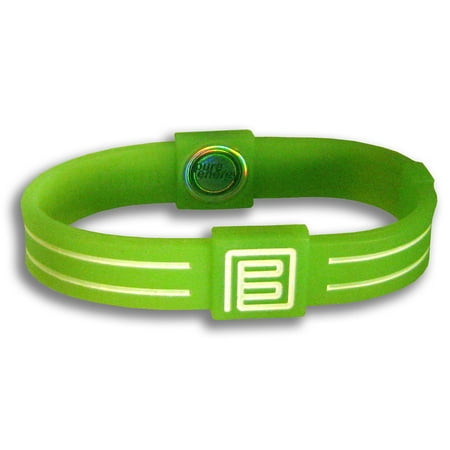 Pure Energy Duo Balance Band - Hologram Frequency Embedded Technology Silicone Bracelet(Lime Green/White , 8")