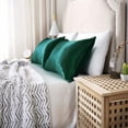 thumbnail image 2 of Auchen Satin Pillow Case, 2 Pack Satin Queen Silky Pillowcase for Hair and Skin, Satin Pillowcase Set of 2-Queen Size(20"x30")Dark Green, 2 of 8
