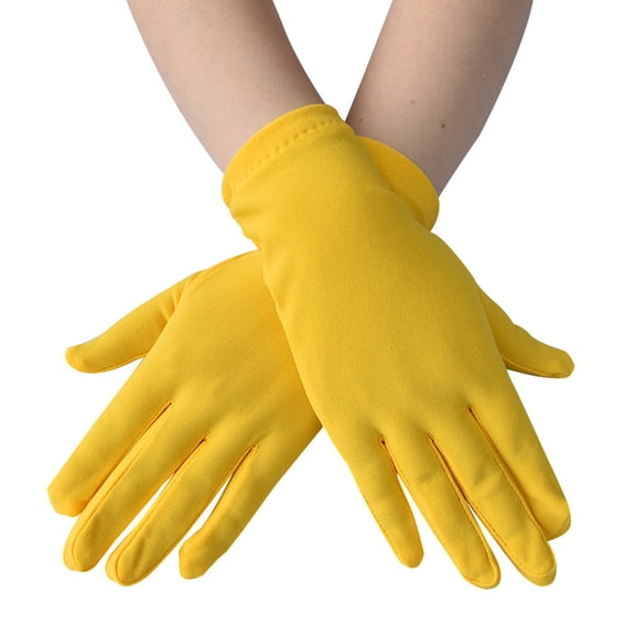 Womens Short Opera Gloves for Wedding Bridal Prom Tea Party Cosplay Costume Formal 1920s Accessories Yellow