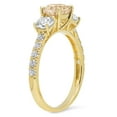 thumbnail image 2 of 1.97 ct Round Cut Natural Morganite 3 Stone 14K Yellow Gold Womens Engagement Ring, 2 of 3