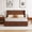 Walnut, variant on DRNANLIT Walnut 44" Tall Corrugated Wave Wood Headboard Queen Platform Bed Frame