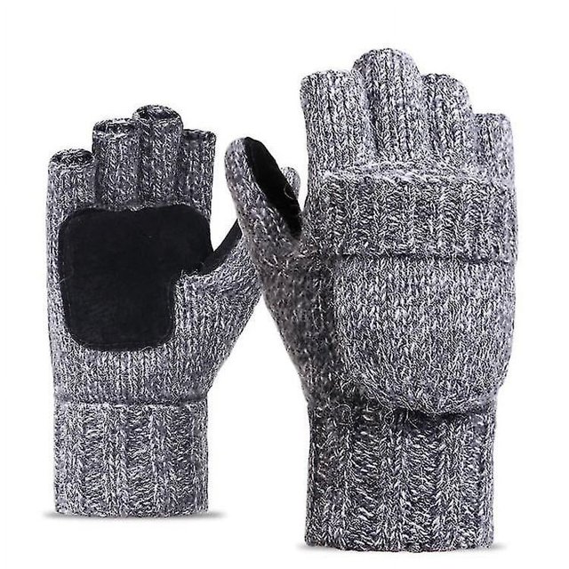 Guantes de lana de concha de medio dedo de invierno para adultos