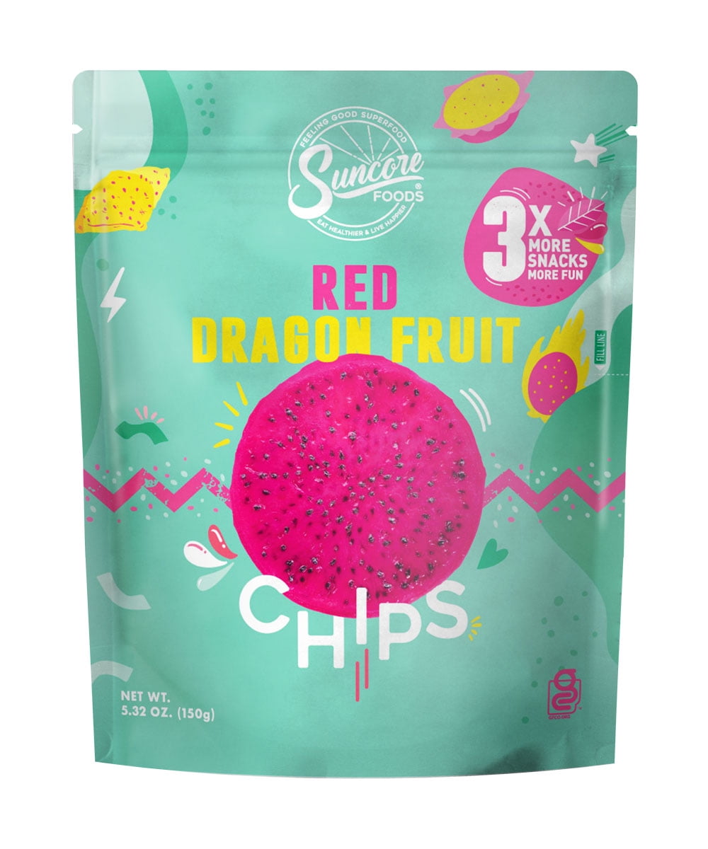 Suncore Foods GlutenFree Red Dragon Fruit Chips, 5.32oz, Snack