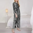 thumbnail image 3 of Fotbe Optical Zebra Illusion Pattern Long Sleeve Pajama Set for Women,Sleepwear Set,2-piece Loungewear Set,Soft PJs Comfy Nightwear with Pockets -Medium, 3 of 7