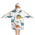 thumbnail image 2 of White Realistic Dinosaurs Pattern Blanket Hoodies for Kids 6-13YR Oversize Wearable Blanket Hoodies for Boys Girls Teens, 2 of 7
