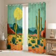 thumbnail image 2 of Manfei Green Cartoon Cactus Black Out Curtains, Plant Botanical Curtains Pack of 2 (42x63 Each), Rustic Southwestern Bedroom Curtains, Curtains Blackout Home Decor, 2 of 6