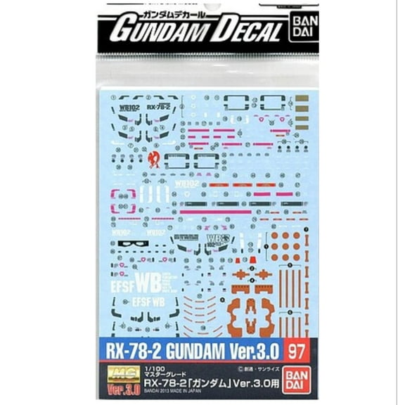 Bandai 2247096 GD-97 MG 1/100 RX-78-2 Gundam Ver.3.0 Waterslide Decal Sheet