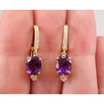 thumbnail image 2 of 4Ct Oval Cut Simulated Amethyst Women's Drop/Dangle Earrings 14K Yellow Gold Plated, 2 of 4