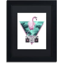 Trademark Fine Art 'Miami Flamingo' Canvas Art by Robert Farkas, Black Matte, Black Frame