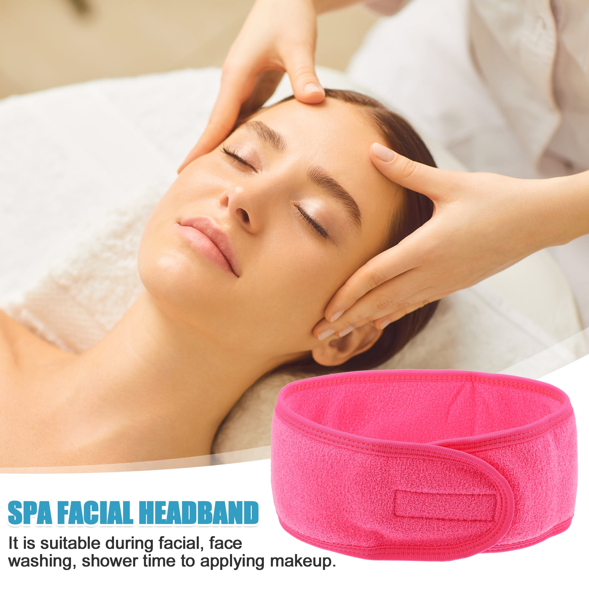 Unique Bargains 4 Pcs Spa Headband for Face Washing and Bathing Rose Red
